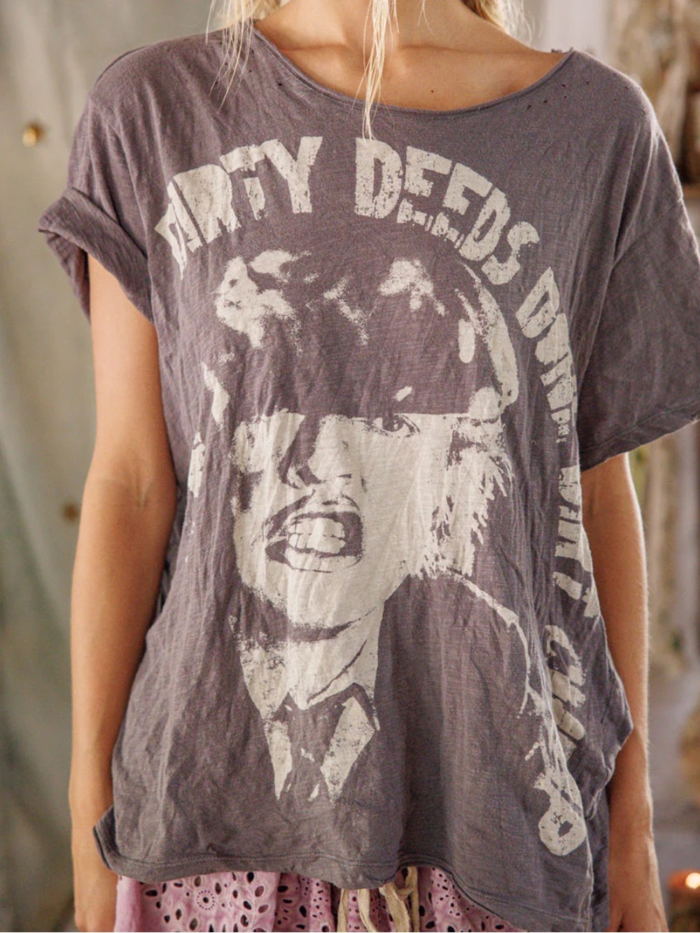 Magnolia Pearl AC DC Dirty Deeds Tee One Size New With Tags NWT Limited Edition